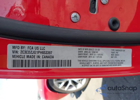 2023 Dodge Challenger Gt from USA, damaged, VIN 2C3CDZJG1PH653397